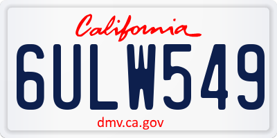 CA license plate 6ULW549