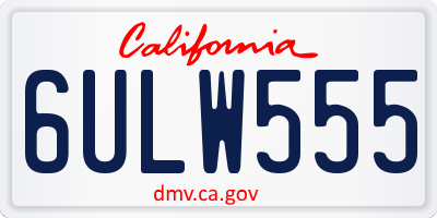 CA license plate 6ULW555
