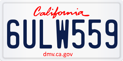 CA license plate 6ULW559