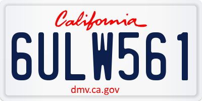 CA license plate 6ULW561