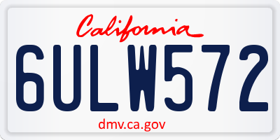 CA license plate 6ULW572