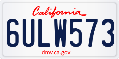CA license plate 6ULW573