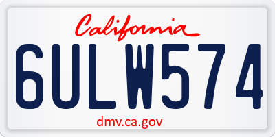 CA license plate 6ULW574