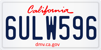 CA license plate 6ULW596