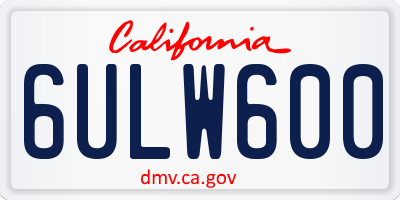 CA license plate 6ULW600