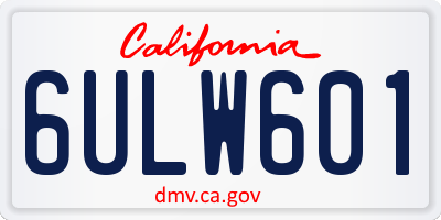 CA license plate 6ULW601