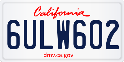 CA license plate 6ULW602
