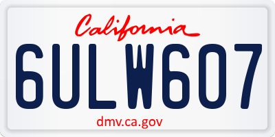 CA license plate 6ULW607