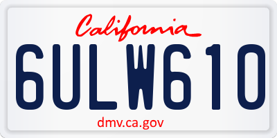 CA license plate 6ULW610