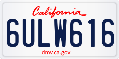 CA license plate 6ULW616