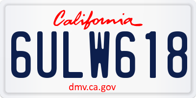CA license plate 6ULW618