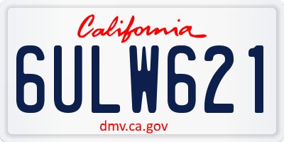 CA license plate 6ULW621