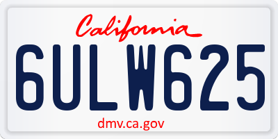 CA license plate 6ULW625