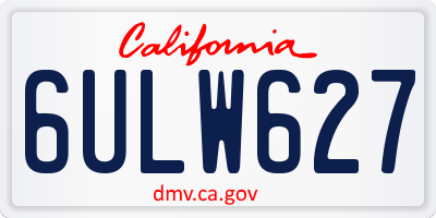CA license plate 6ULW627