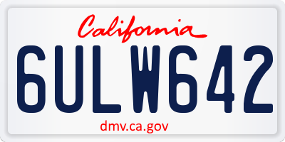 CA license plate 6ULW642