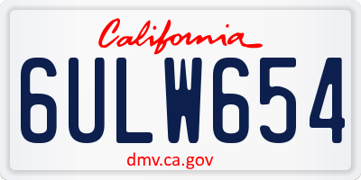CA license plate 6ULW654