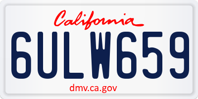CA license plate 6ULW659
