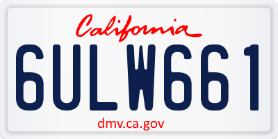 CA license plate 6ULW661