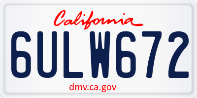 CA license plate 6ULW672