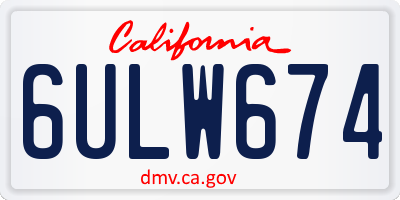CA license plate 6ULW674