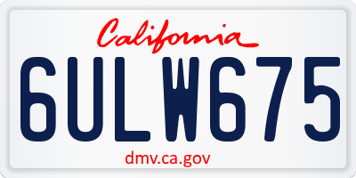 CA license plate 6ULW675