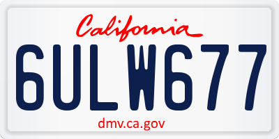 CA license plate 6ULW677