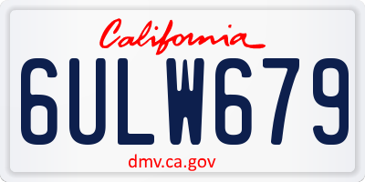 CA license plate 6ULW679