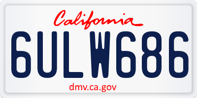 CA license plate 6ULW686
