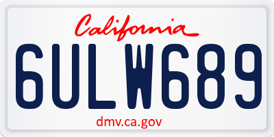 CA license plate 6ULW689