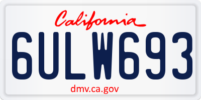 CA license plate 6ULW693