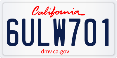 CA license plate 6ULW701