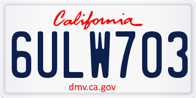 CA license plate 6ULW703