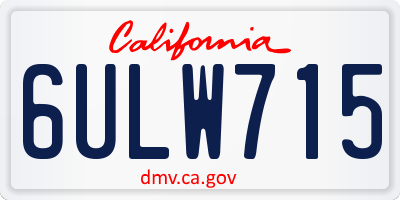 CA license plate 6ULW715