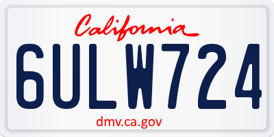 CA license plate 6ULW724