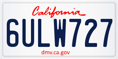 CA license plate 6ULW727
