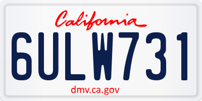 CA license plate 6ULW731
