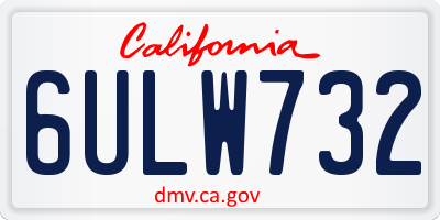 CA license plate 6ULW732