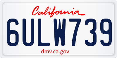 CA license plate 6ULW739
