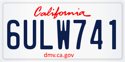 CA license plate 6ULW741