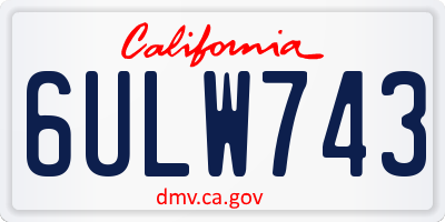 CA license plate 6ULW743