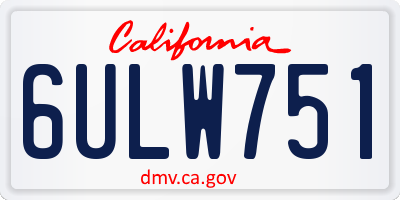 CA license plate 6ULW751