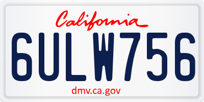 CA license plate 6ULW756