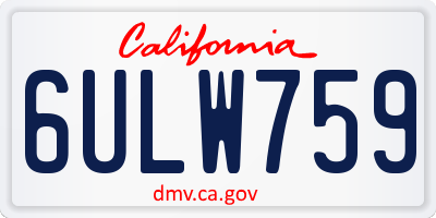 CA license plate 6ULW759
