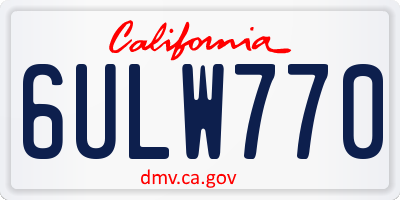 CA license plate 6ULW770