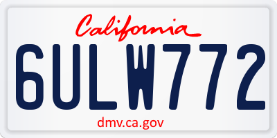 CA license plate 6ULW772