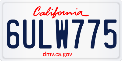 CA license plate 6ULW775