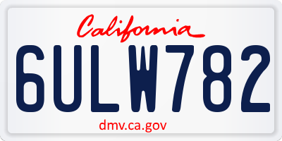CA license plate 6ULW782
