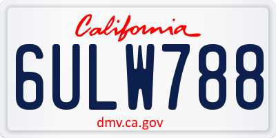 CA license plate 6ULW788
