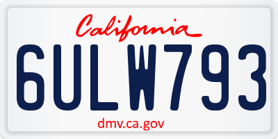 CA license plate 6ULW793
