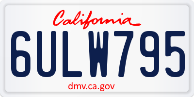 CA license plate 6ULW795